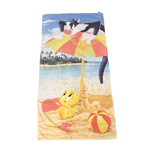 Vintage Tweety Sylvester Beach Towel Umbrella - Picture 1 of 10